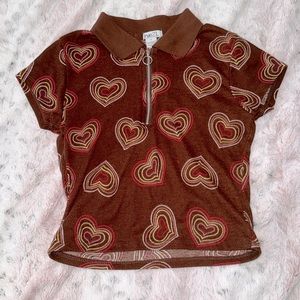 Rue 21 brown hearts short sleeve t